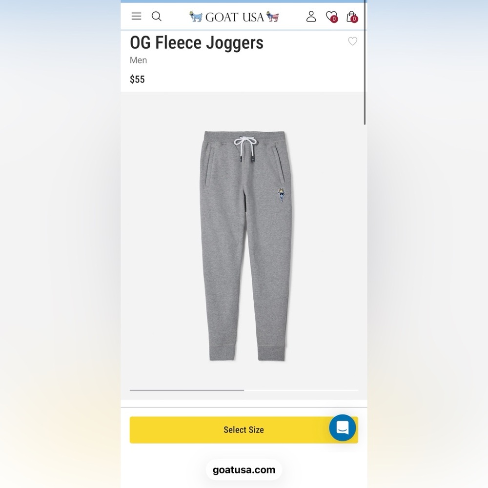 GOAT USA Men’s Gray Fleece Joggers Sz S but they run small so more like XS